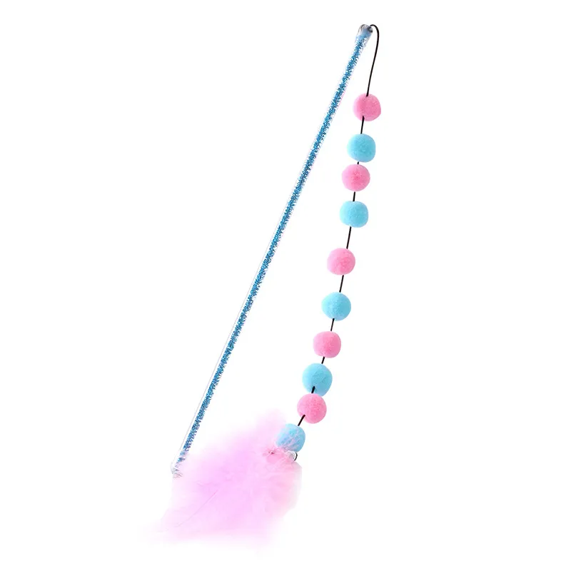 Jouet Interactif pour Chats avec Pompons et Plumes - Canne à Pêche Ludique pour Chats – Image 8