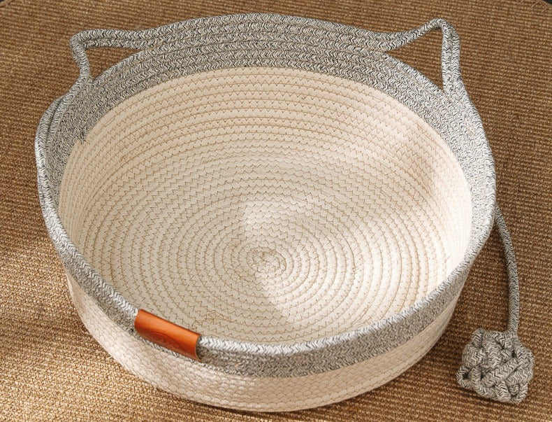 Lit Pour Chat En Corde De Coton Tissé À La Main – Image 4